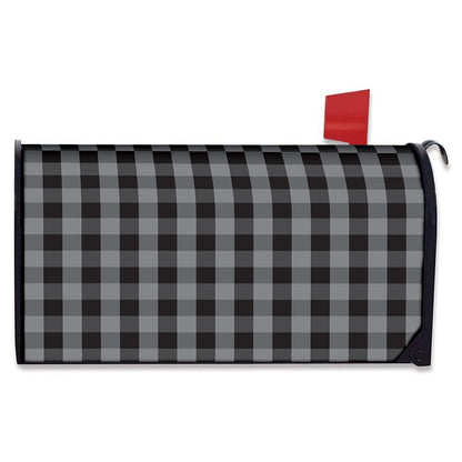 Grey And Black Check Pattern Print Mailbox Cover