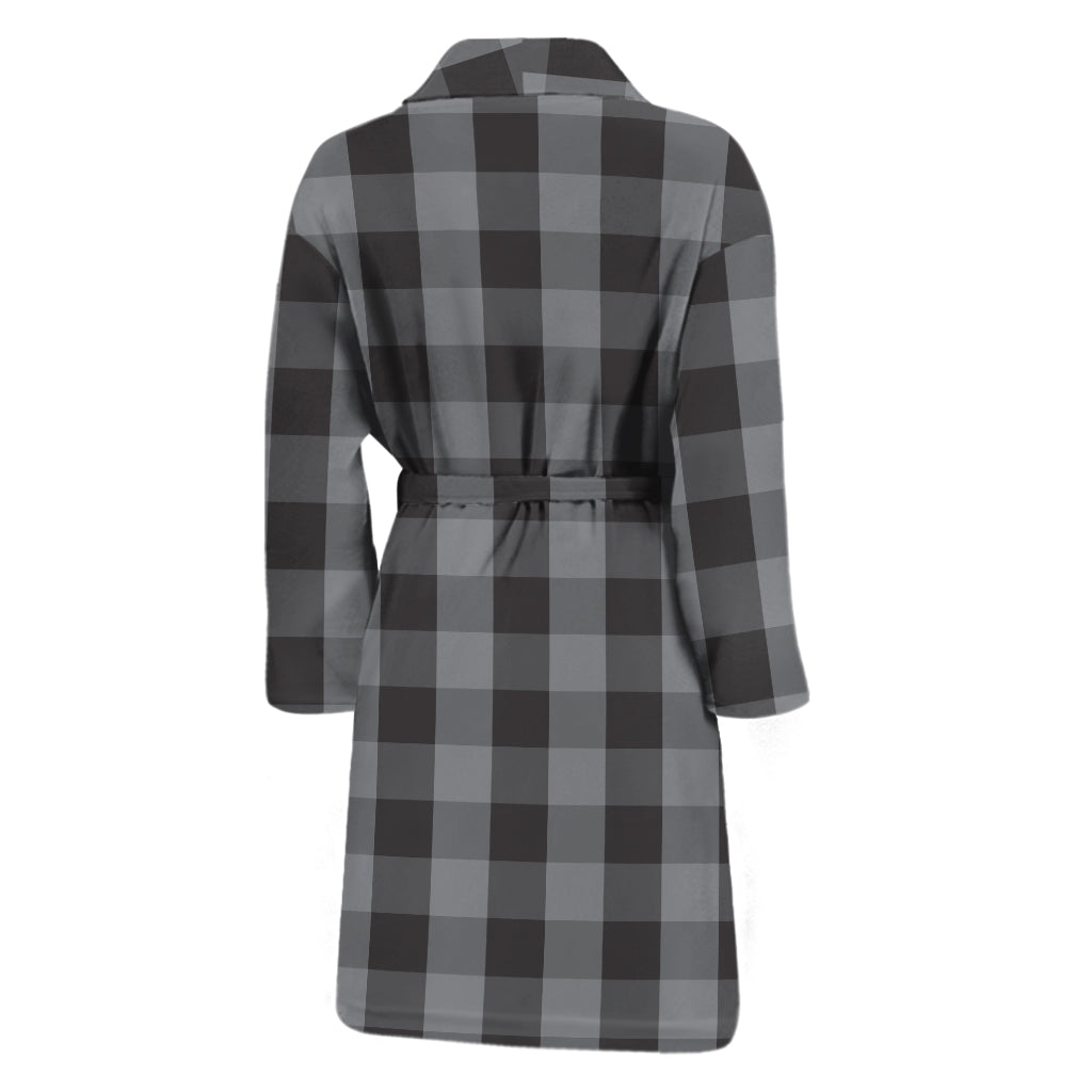Grey And Black Check Pattern Print Men's Bathrobe