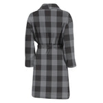 Grey And Black Check Pattern Print Men's Bathrobe