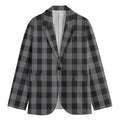 Grey And Black Check Pattern Print Men's Blazer