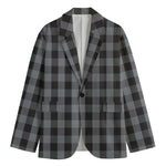 Grey And Black Check Pattern Print Men's Blazer