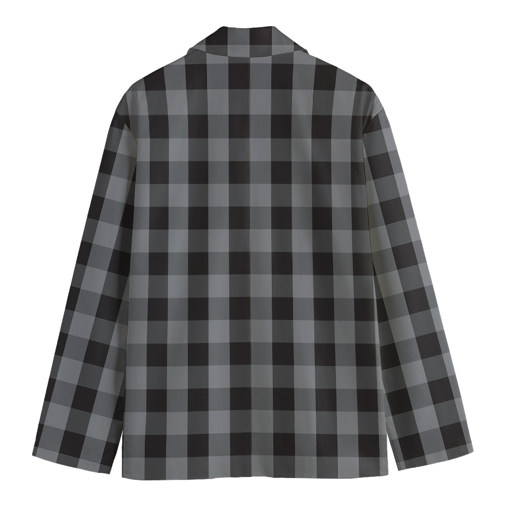 Grey And Black Check Pattern Print Men's Blazer