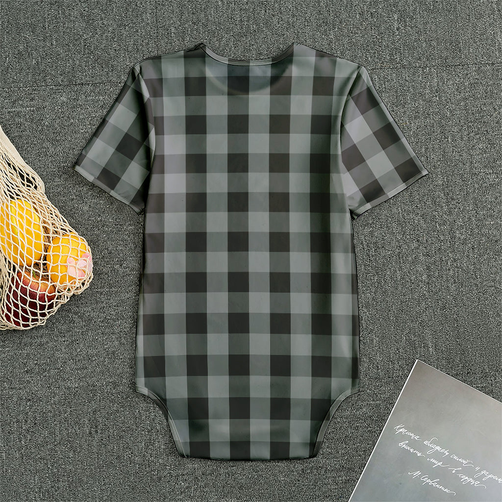 Grey And Black Check Pattern Print Men's Bodysuit