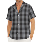 Grey And Black Check Pattern Print Men's Deep V-Neck Shirt