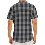 Grey And Black Check Pattern Print Men's Deep V-Neck Shirt