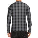 Grey And Black Check Pattern Print Men's Long Sleeve Rash Guard