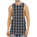 Grey And Black Check Pattern Print Men's Muscle Tank Top