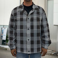 Grey And Black Check Pattern Print Men's Shirt Jacket