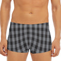 Grey And Black Check Pattern Print Men's Short Boxer Briefs