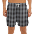 Grey And Black Check Pattern Print Men's Split Running Shorts