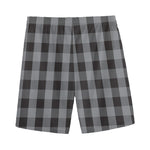 Grey And Black Check Pattern Print Men's Sports Shorts