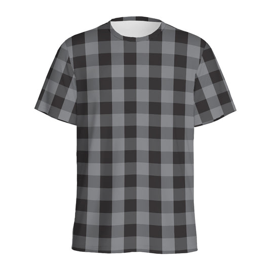 Grey And Black Check Pattern Print Men's Sports T-Shirt
