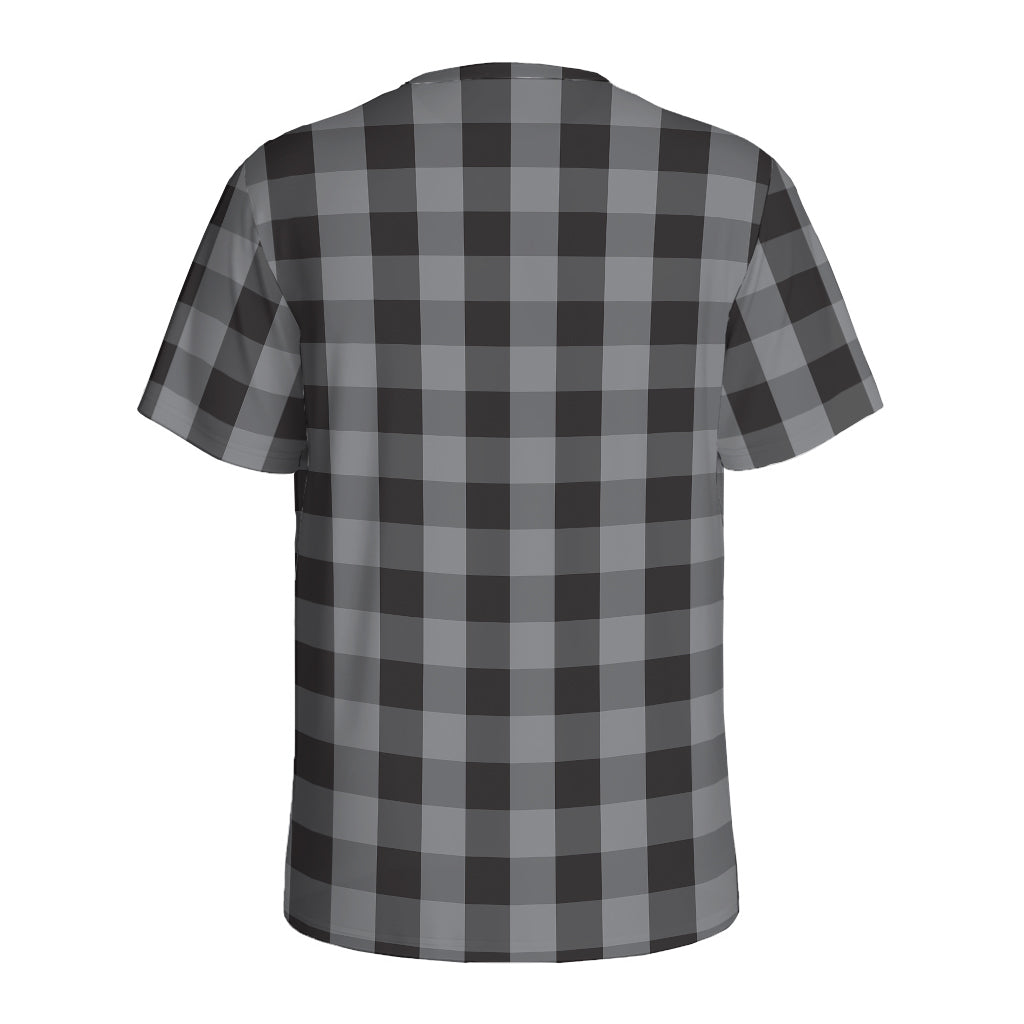 Grey And Black Check Pattern Print Men's Sports T-Shirt