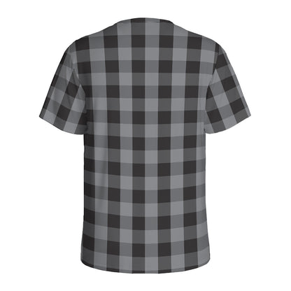 Grey And Black Check Pattern Print Men's Sports T-Shirt