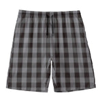 Grey And Black Check Pattern Print Men's Swim Trunks