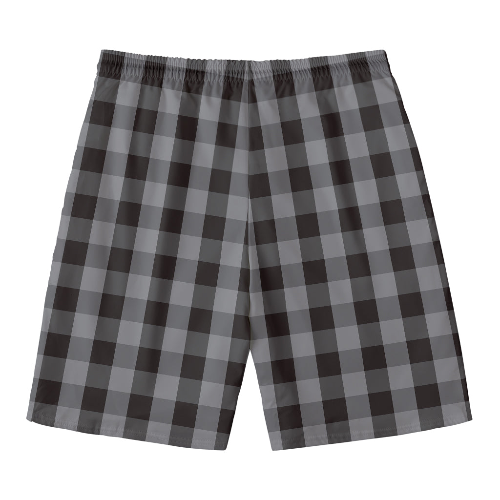 Grey And Black Check Pattern Print Men's Swim Trunks