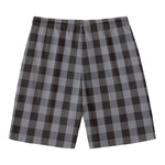 Grey And Black Check Pattern Print Men's Swim Trunks