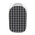 Grey And Black Check Pattern Print Mesh Laundry Hamper