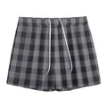 Grey And Black Check Pattern Print Mesh Shorts