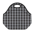 Grey And Black Check Pattern Print Neoprene Lunch Bag