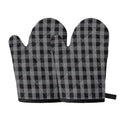 Grey And Black Check Pattern Print Oven Mitts
