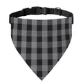 Grey And Black Check Pattern Print Over The Collar Dog Bandana