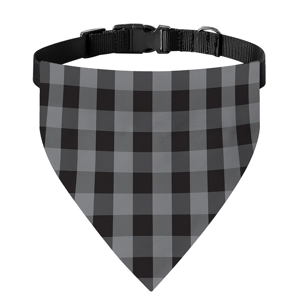 Grey And Black Check Pattern Print Over The Collar Dog Bandana
