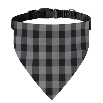 Grey And Black Check Pattern Print Over The Collar Dog Bandana