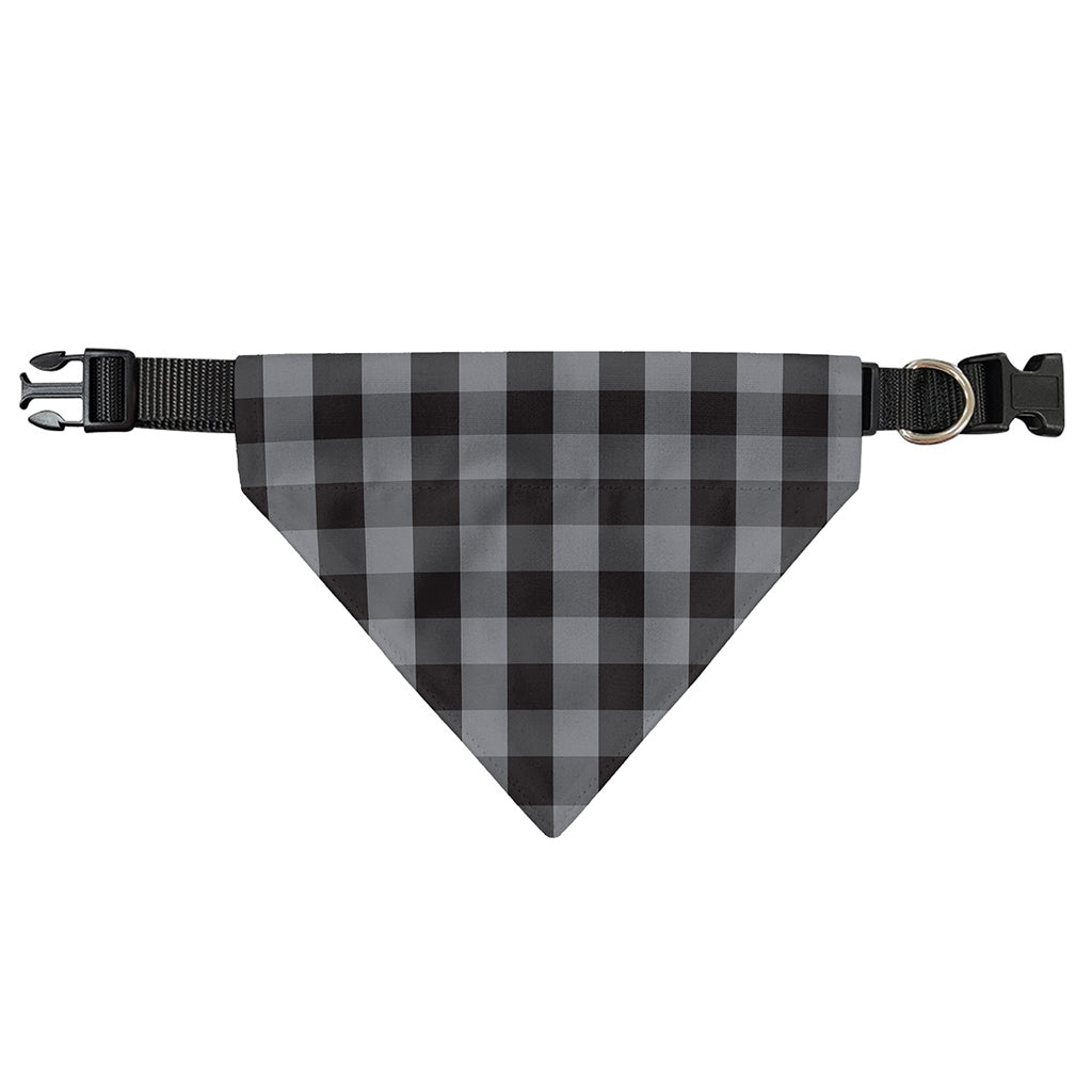 Grey And Black Check Pattern Print Over The Collar Dog Bandana