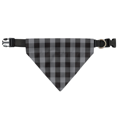 Grey And Black Check Pattern Print Over The Collar Dog Bandana