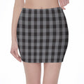Grey And Black Check Pattern Print Pencil Mini Skirt