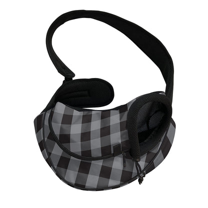 Grey And Black Check Pattern Print Pet Sling Carrier