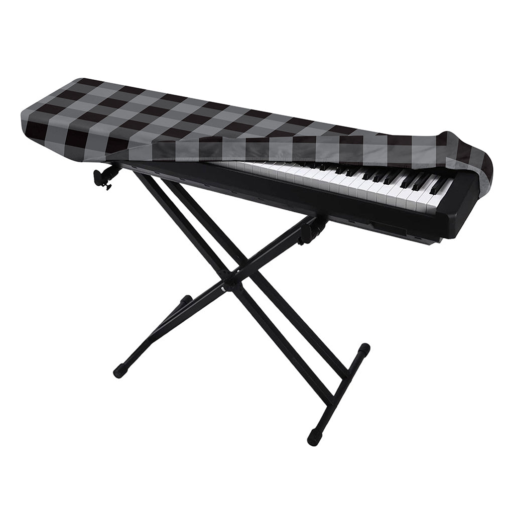 Grey And Black Check Pattern Print Piano Keyboard Cover