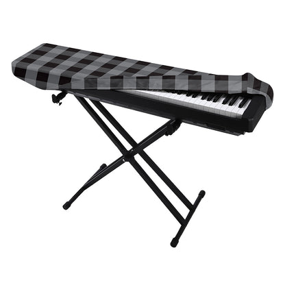 Grey And Black Check Pattern Print Piano Keyboard Cover