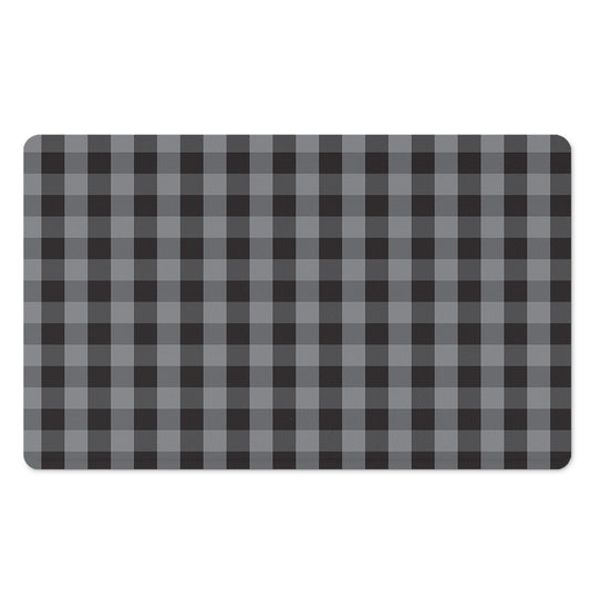 Grey And Black Check Pattern Print Polyester Doormat