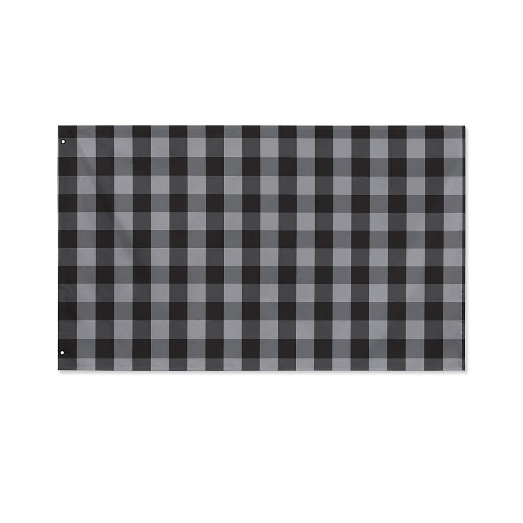 Grey And Black Check Pattern Print Polyester Flag