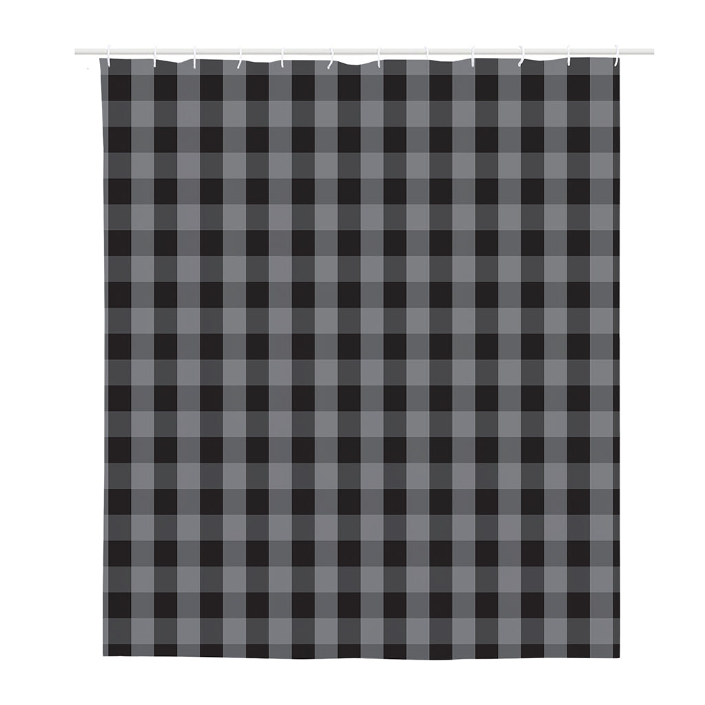 Grey And Black Check Pattern Print Polyester Shower Curtain