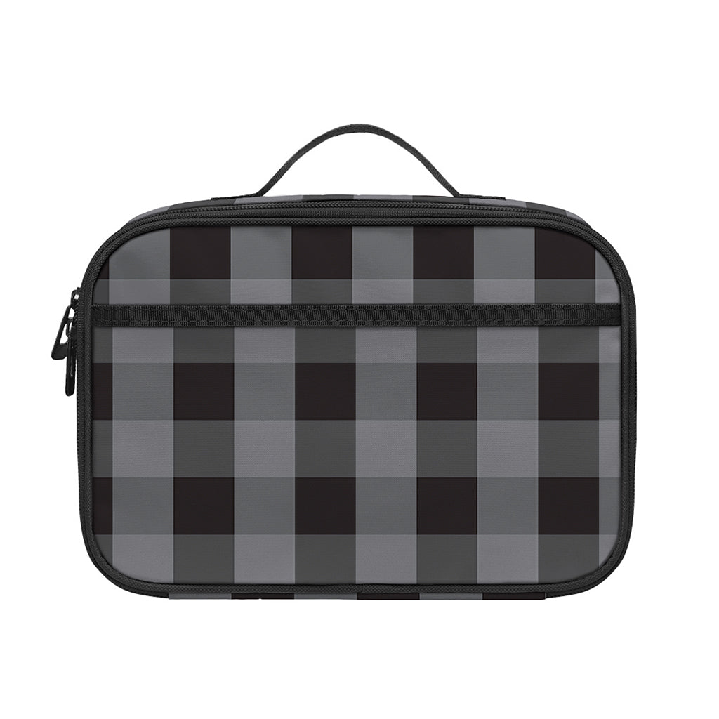 Grey And Black Check Pattern Print Portable Lunch Bag