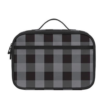Grey And Black Check Pattern Print Portable Lunch Bag