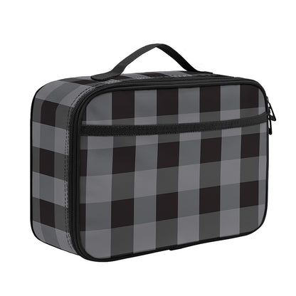 Grey And Black Check Pattern Print Portable Lunch Bag