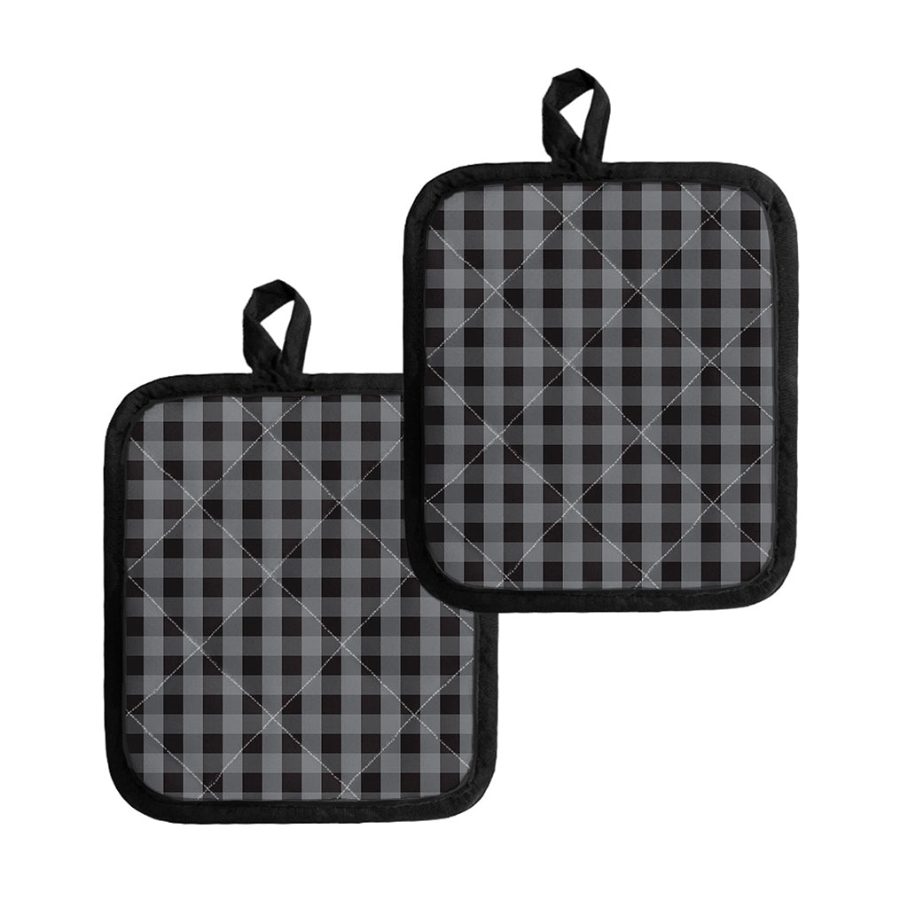 Grey And Black Check Pattern Print Pot Holders
