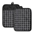 Grey And Black Check Pattern Print Pot Holders With Pocket