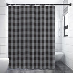 Grey And Black Check Pattern Print Premium Shower Curtain