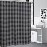 Grey And Black Check Pattern Print Premium Shower Curtain