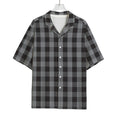 Grey And Black Check Pattern Print Rayon Hawaiian Shirt