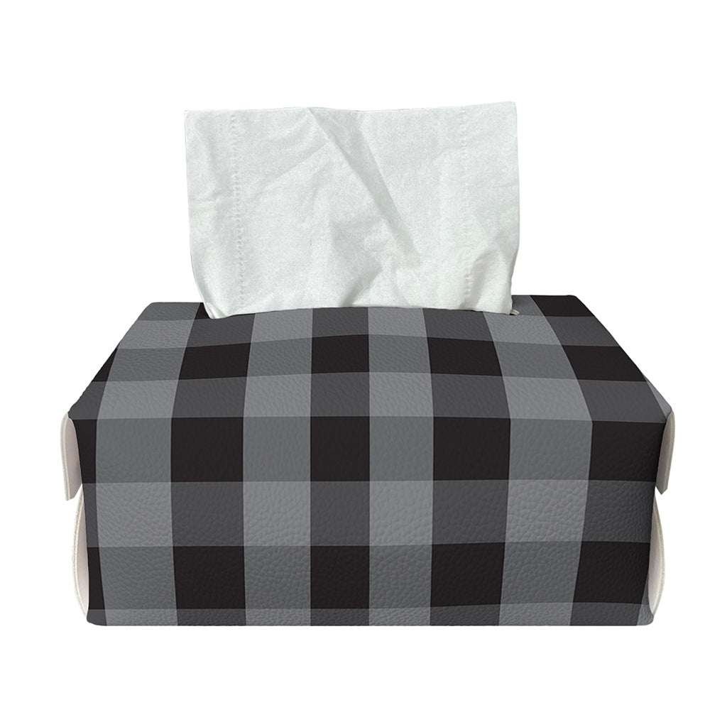 Grey And Black Check Pattern Print Rectangle Tissue Box Cover