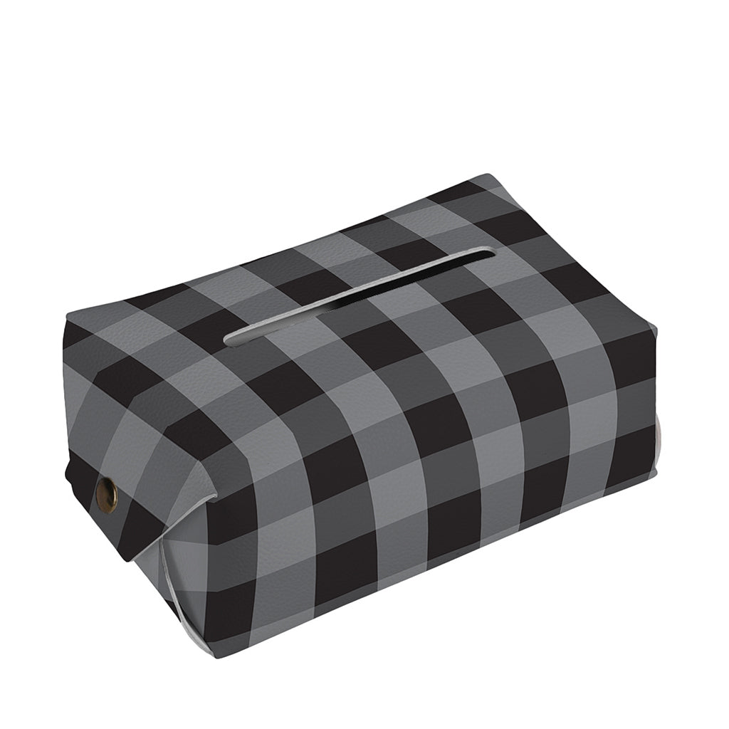 Grey And Black Check Pattern Print Rectangle Tissue Box Cover