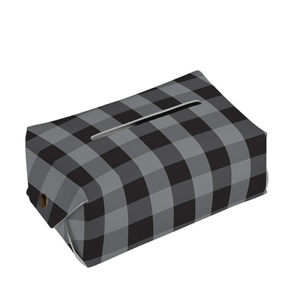 Grey And Black Check Pattern Print Rectangle Tissue Box Cover