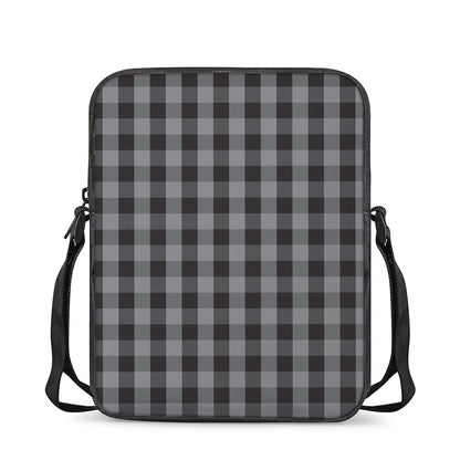 Grey And Black Check Pattern Print Rectangular Crossbody Bag
