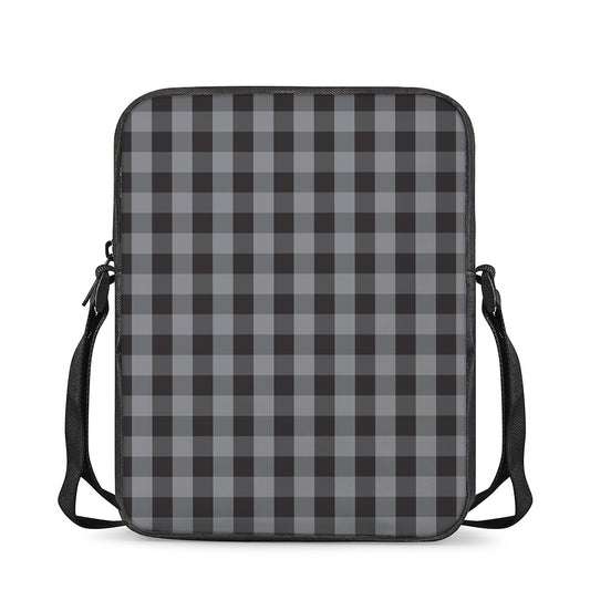 Grey And Black Check Pattern Print Rectangular Crossbody Bag
